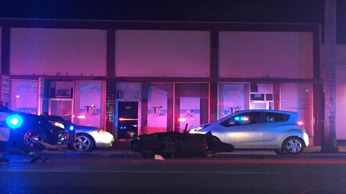 Miami Beach Police were investigating an accident involving a car and a scooter late Wednesday night.