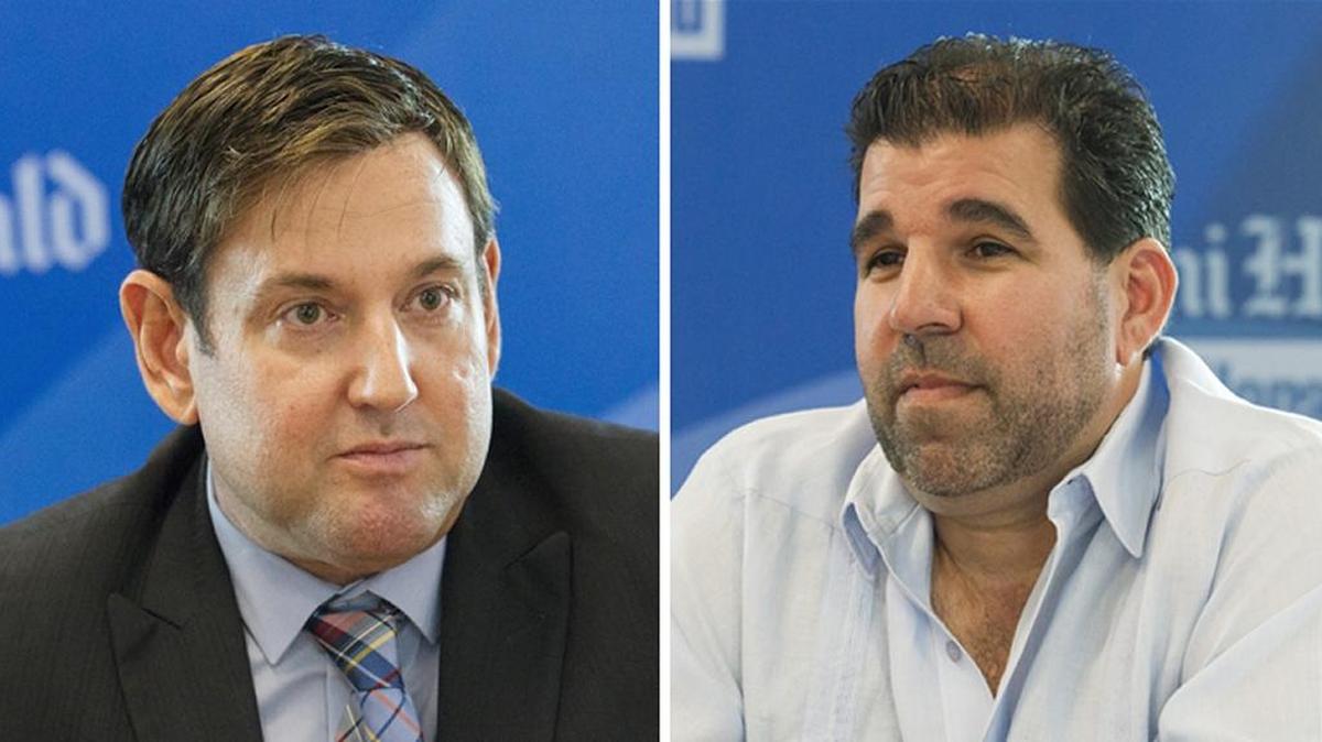 Michael Góngora, left; Adrian Gonzalez, candidates for the District 3 seat on the Miami Beach City Commission.