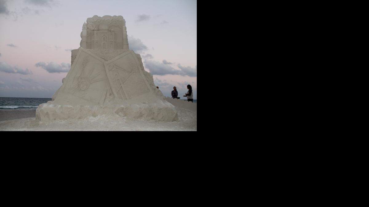 
A sandcastle sculpture, which sits on the beach in Bal Harbour.

