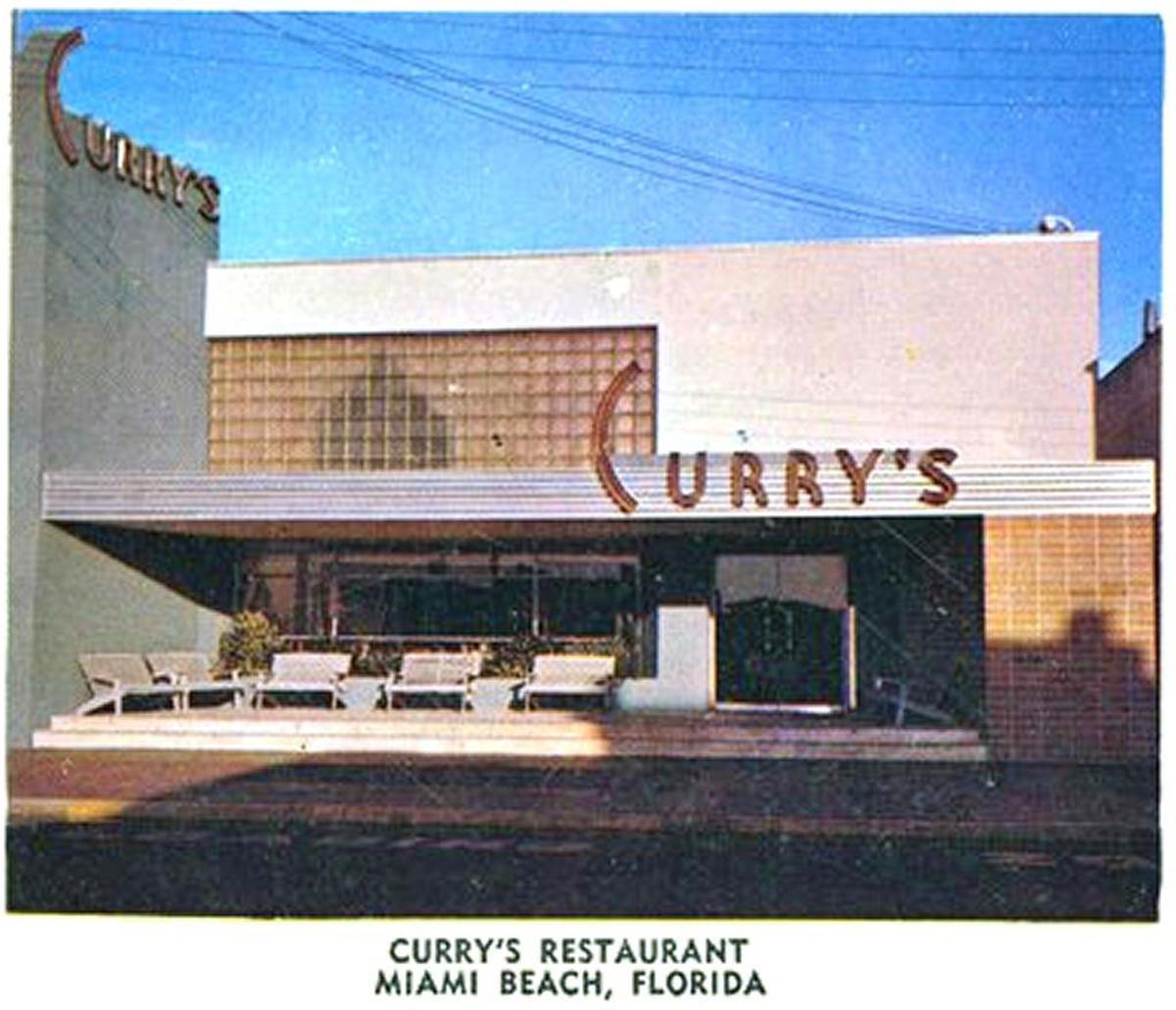 This postcard shows the original facade of 7433 Collins Ave., which used to be Curry’s Steak House. The developer wants to restore the original features to the facade, including the glass blocks and correct font for the signage.