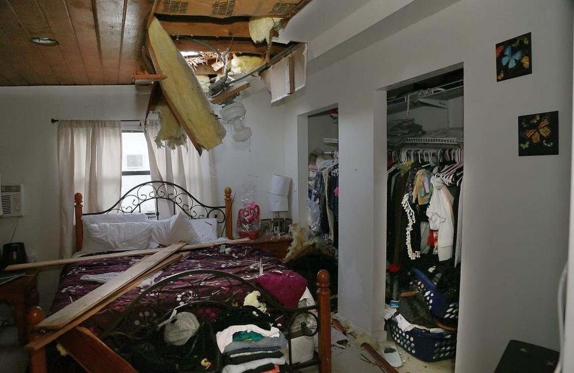 An inflatable raft that “separated from a Royal Canadian Air Force helicopter” crashed through the ceiling into a bedroom in a home in the 14000 block of Northeast 10th Court on Wednesday, Feb. 28, 2018.