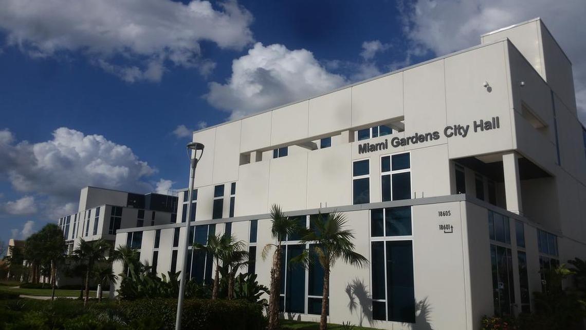 Miami Gardens City Hall. Residents will vote on four different city council positions during the Aug. 30 elections from a field of 11 candidates.
