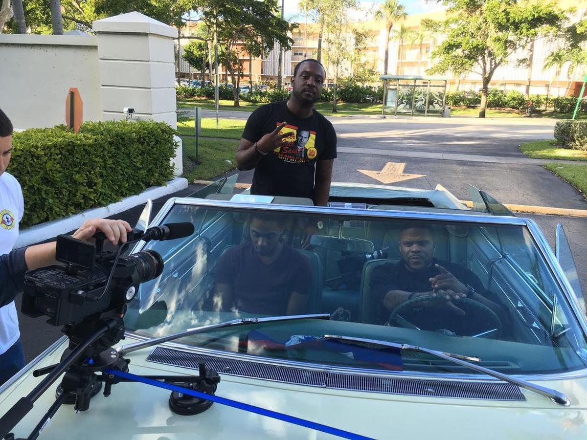Outdoor shooting of a scene from “Murder Gardens,” a TV web series directed by a Miami Gardens resident.