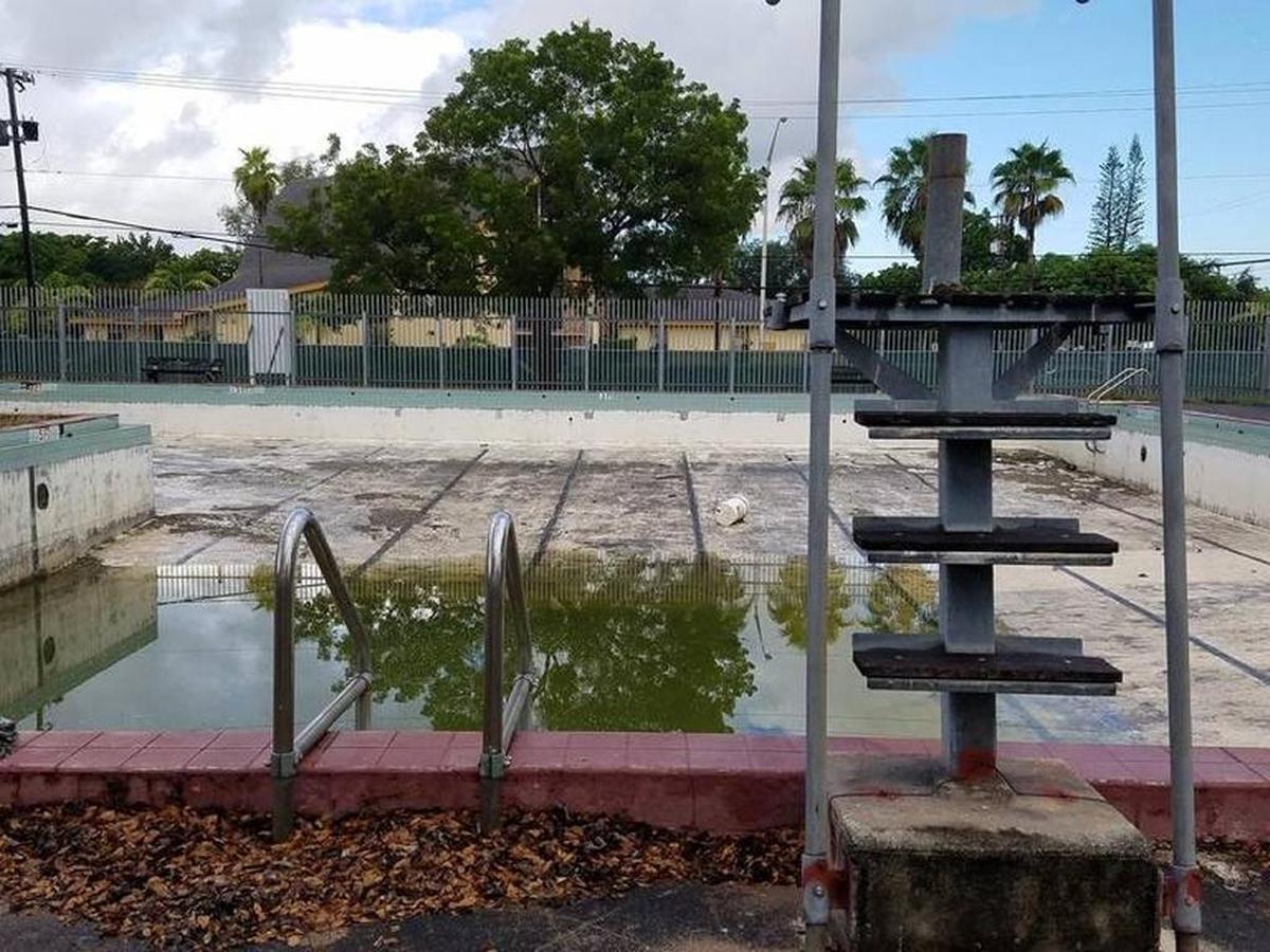 The Bunche Park Pool facility in Miami Gardens last August before construction work started