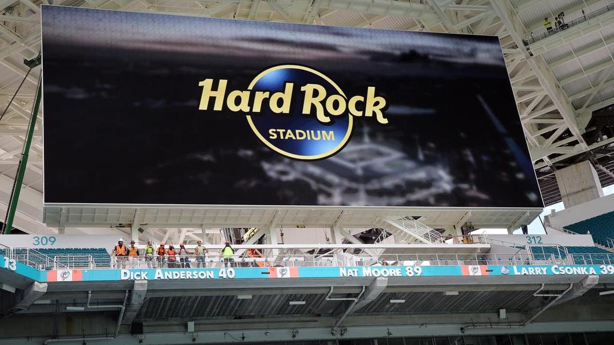 A group of construction workers at Hard Rock Stadium in Miami Gardens. Building rights for the stadium and its surrounding areas could be under joint city/county control if city voters approve a charter change on Aug. 30.