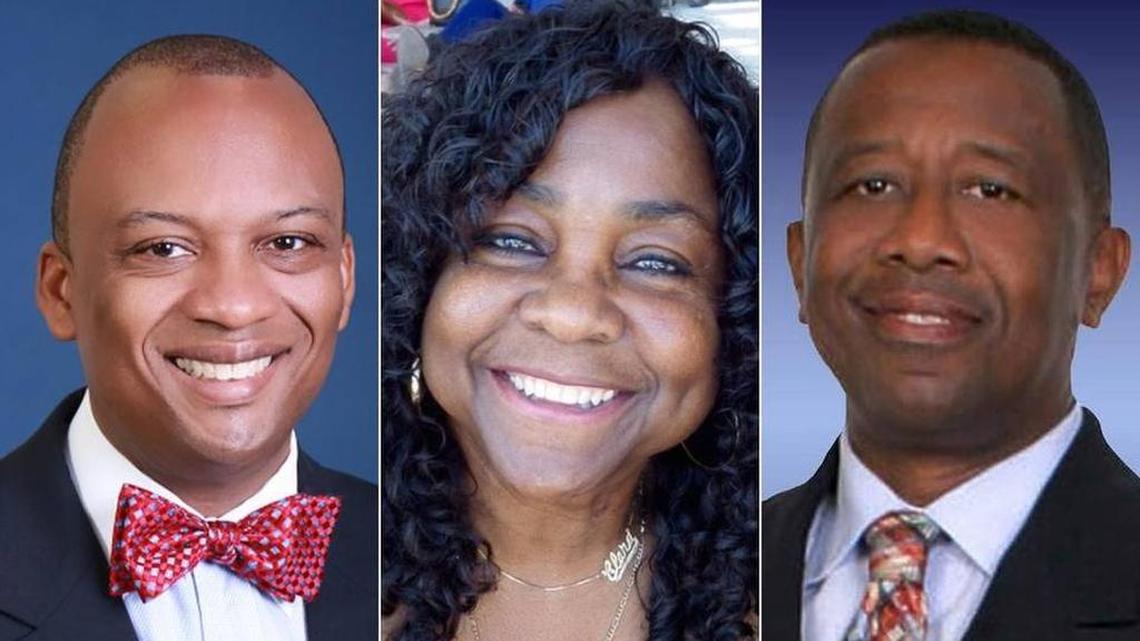 The three candidates from the Aug. 30 Miami Gardens mayoral election. From L to R: Mayor Oliver Gilbert, Clara Johnson and Ulysses Harvard. Gilbert won with 69 percent of the vote.