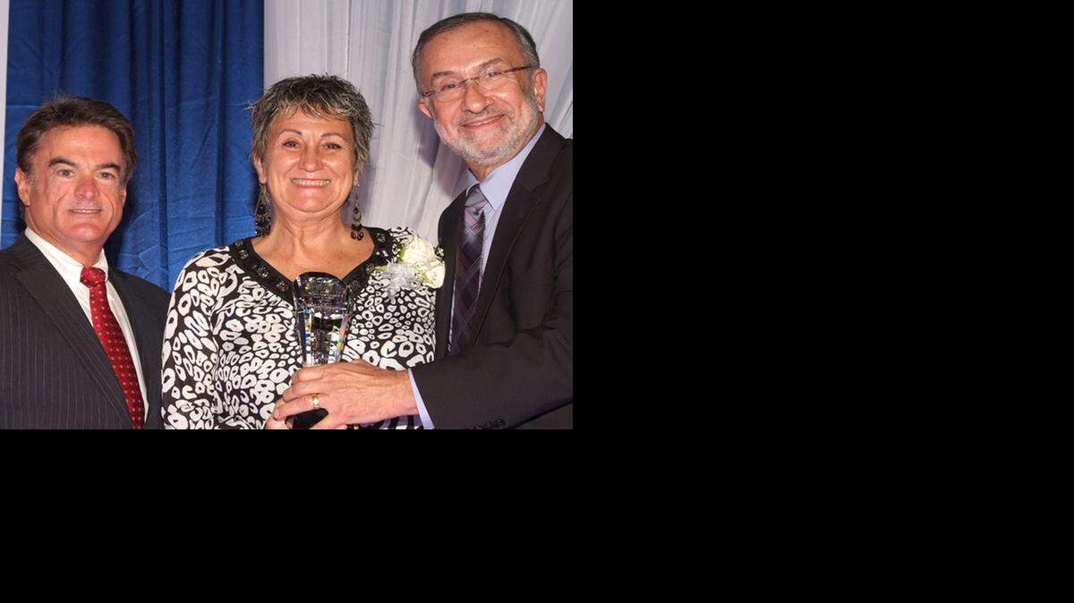 
Carol Hoffman-Guzman during her recent "A Woman To Know In The Arts” award presentation.
