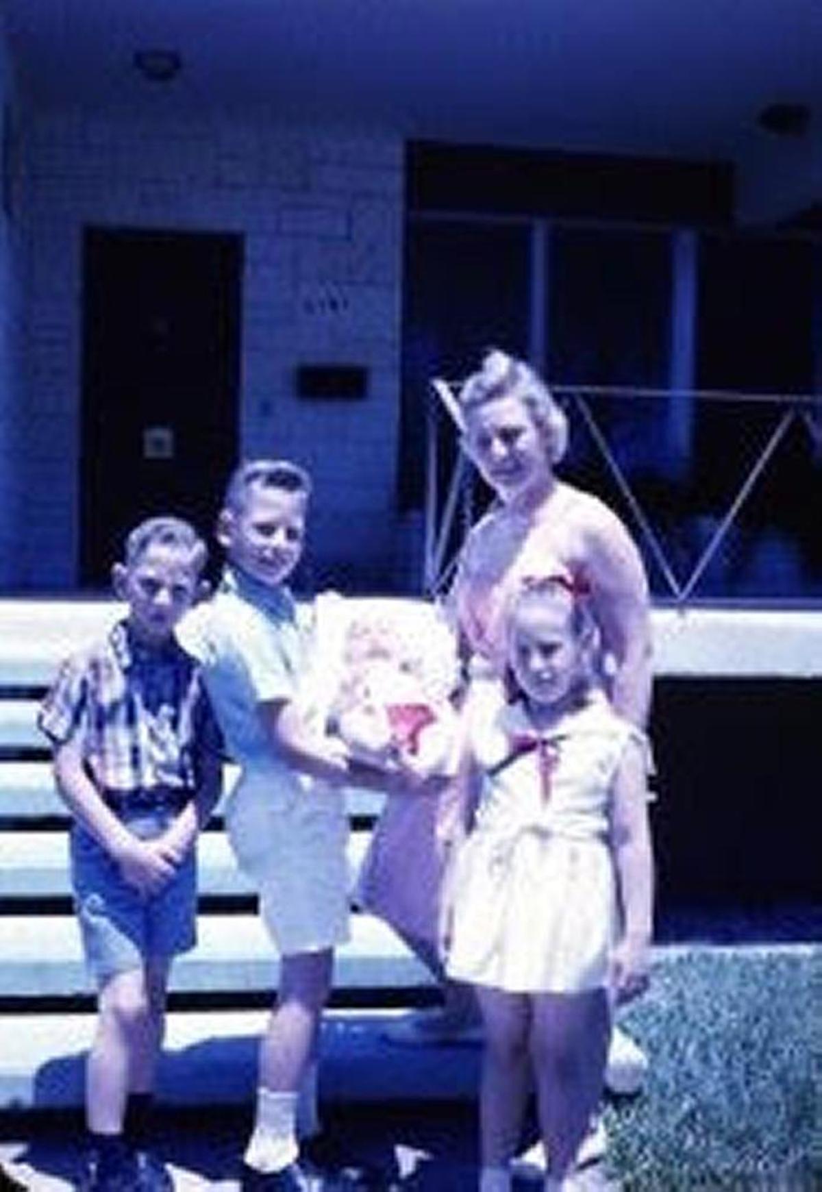 Eileen Levine Seitlin and family on their front porch.