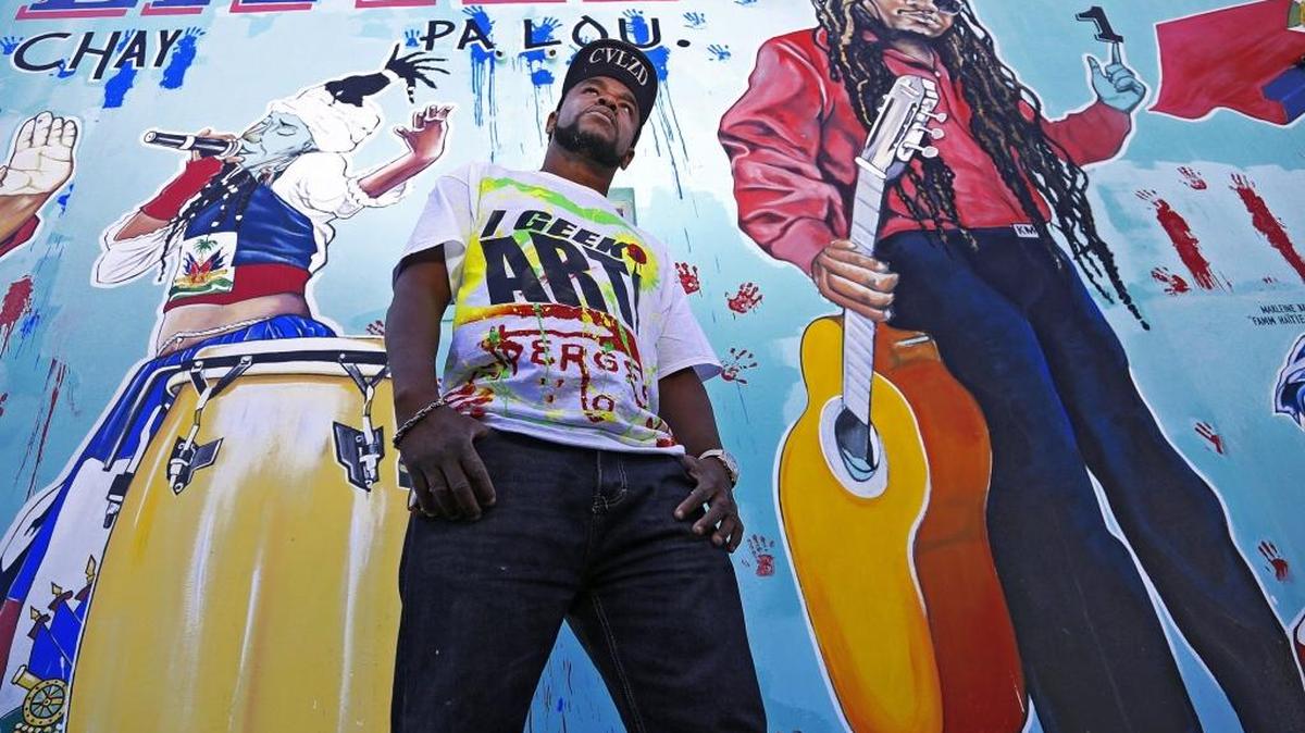 Haitian-American artist Serge Toussaint’s murals are displayed on the walls of local stores and business throughout Little Haiti.