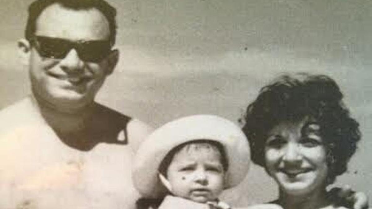 Poet Elisa Albo at 1 year old with her parents, Jacob and Maria D. Albo, on Varadero Beach in Cuba.
