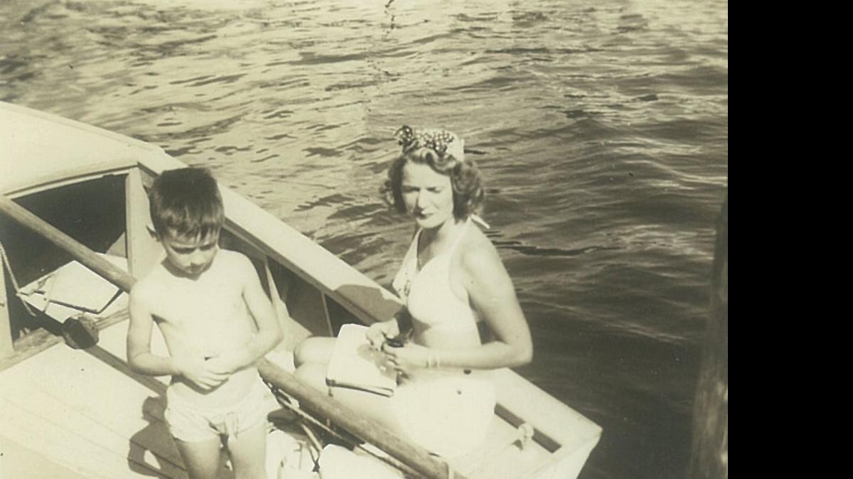 
Billy Bennett and his mother aboard the Betjobil sloop.
