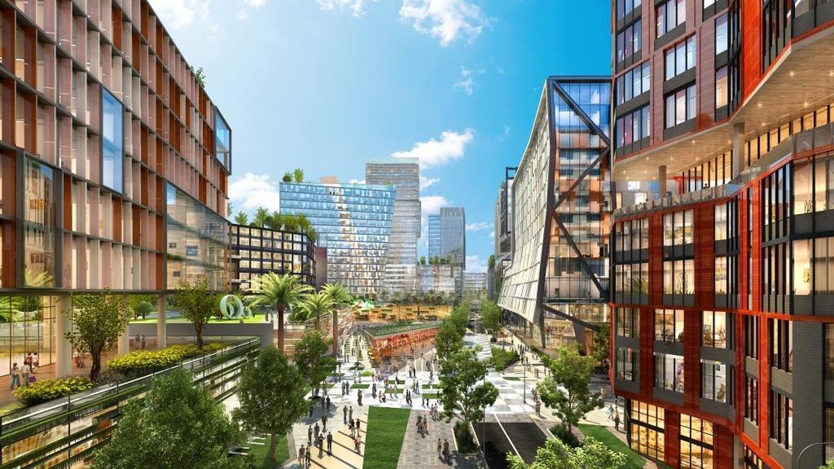A rendering showing entrepreneur Moishe Mana’s vision for a mini-city in Wynwood focused on culture and trade between Latin America and Asia.