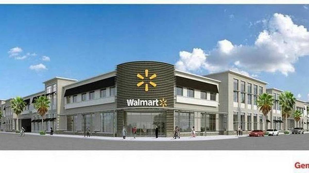 
Big store: An architectural rendering of the 203,000-square-foot, three-story superstore that Walmart wants to build in Midtown Miami.
