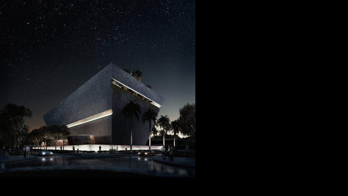 
The exterior of the nearly windowless building will be a new type of concrete embedded with glass fiber optics that renders it translucent. At night, the building should glow as light from the interior filters out through the concrete.
