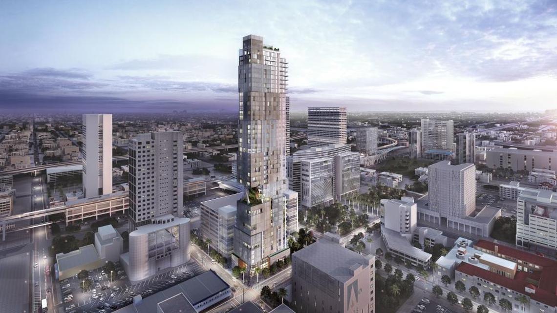 A rendering of entrepreneur Moishe Mana’s planned micro-unit residential tower in downtown Miami.