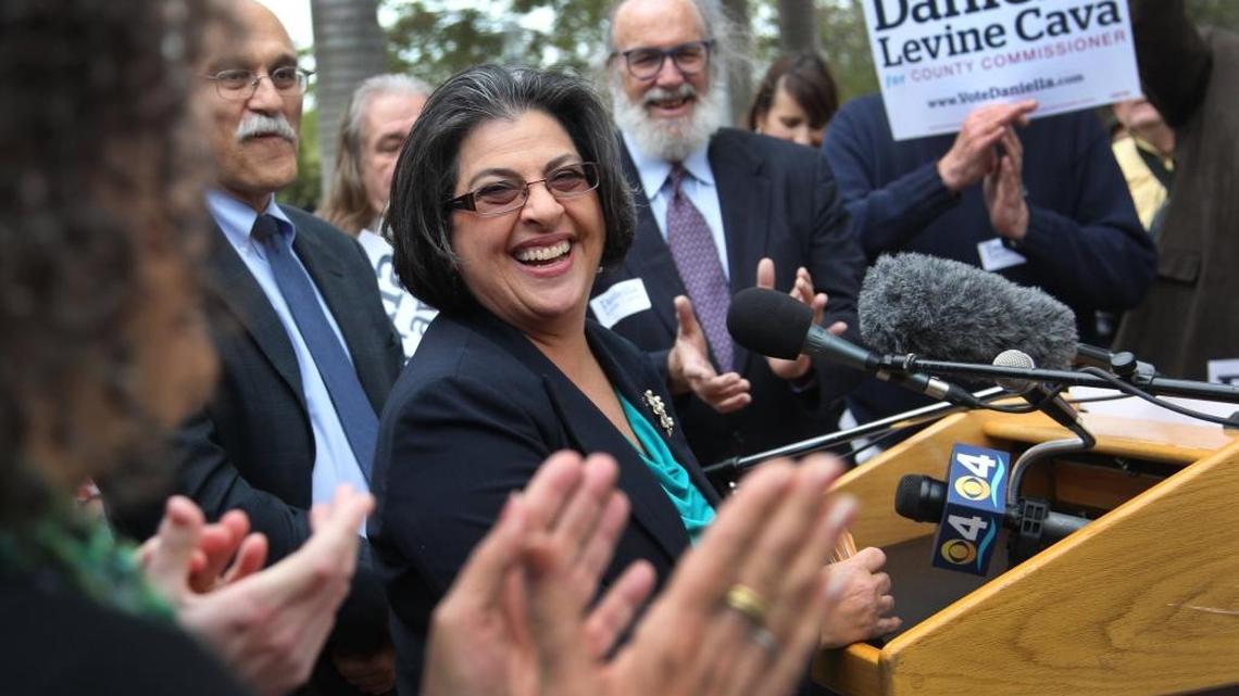 Daniella Levine Cava kicks off her campaign against incumbent Lynda Bell on the steps of the South Dade Government Center in South Miami on Jan. 7, 2014.