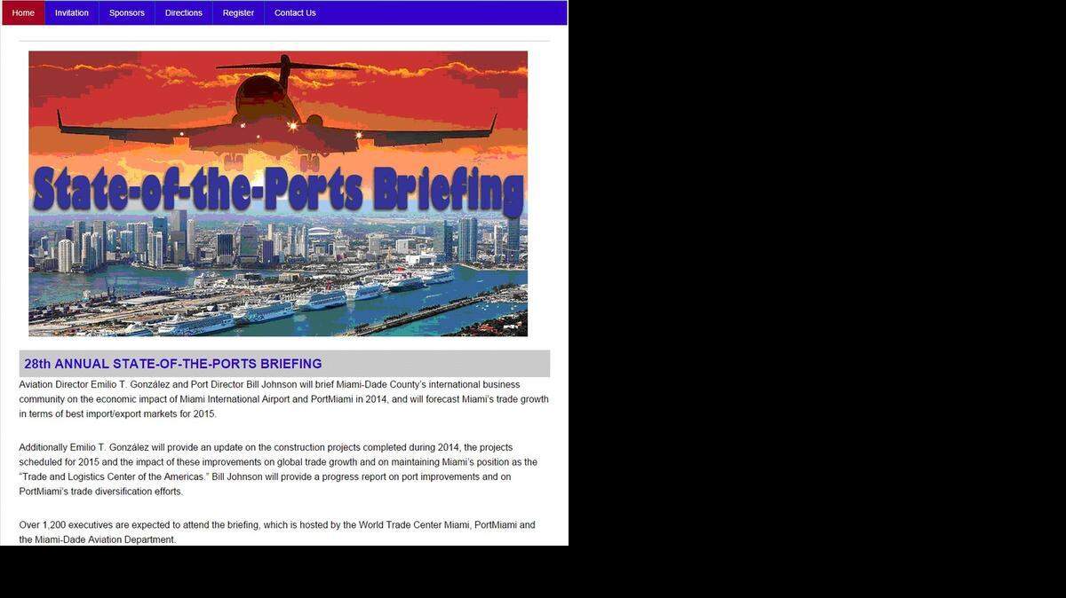 
An annual briefing on Miami International Airport and PortMiami that has been called off was advertised until Tuesday on the website of World Trade Center Miami, the nonprofit that organizes the event.
