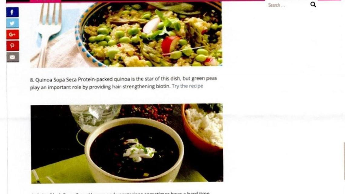 The image of the black-bean soup at the heart of the copyright-related lawsuit between New You Media of Fort Lauderdale and Adlife Marketing & Communications.
