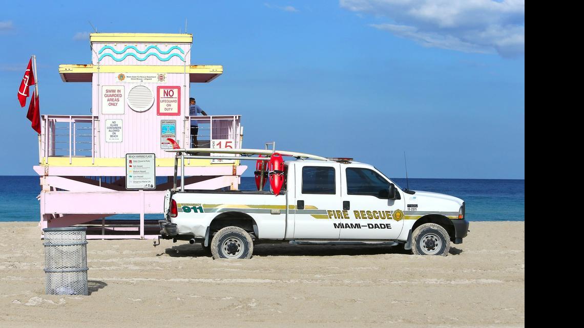 
A view of the surroundings where three people were apparently struck by lightning at Haulover Beach, on July 22, 2015.
