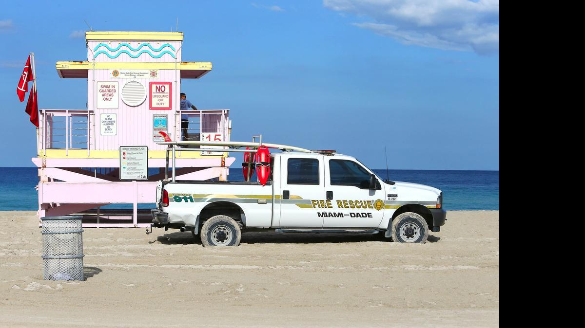 
A view of the surroundings where three people were apparently struck by lightning at Haulover Beach, on July 22, 2015.
