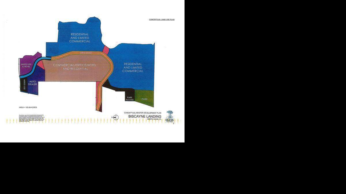 
The latest conceptual plan for the Biscayne Landing project in North Miami.
