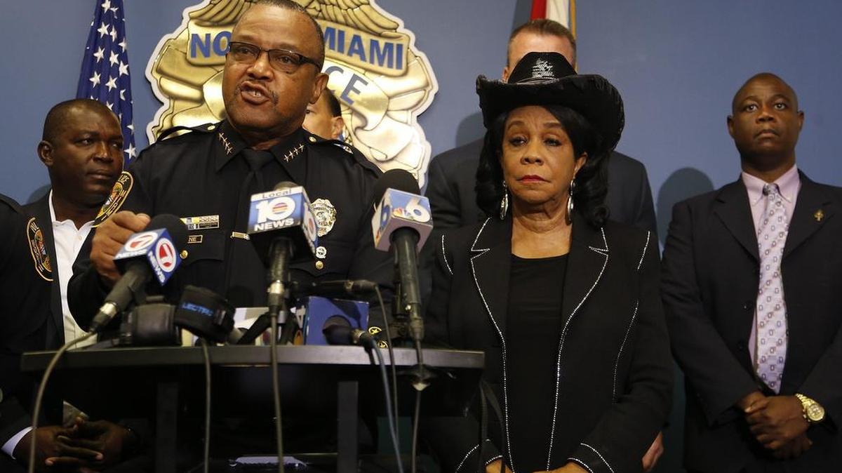 Former North Miami Police Chief Gary Eugene speaks at a press conference in July 2016, following the police-involved shooting of Charles Kinsey.