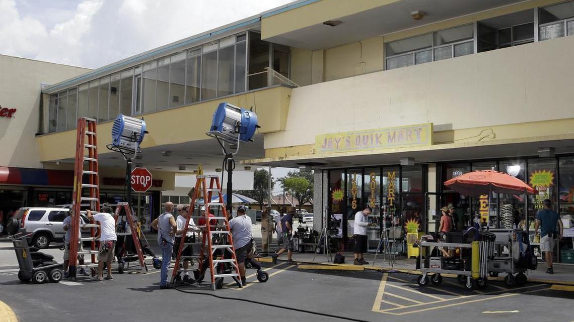 Crews prepare the set for rehearsal and taping of an episode of "Burn Notice" in Miami in 2013. Scenes from the show were filmed in North Miami and the city has announced a new film incentive program.