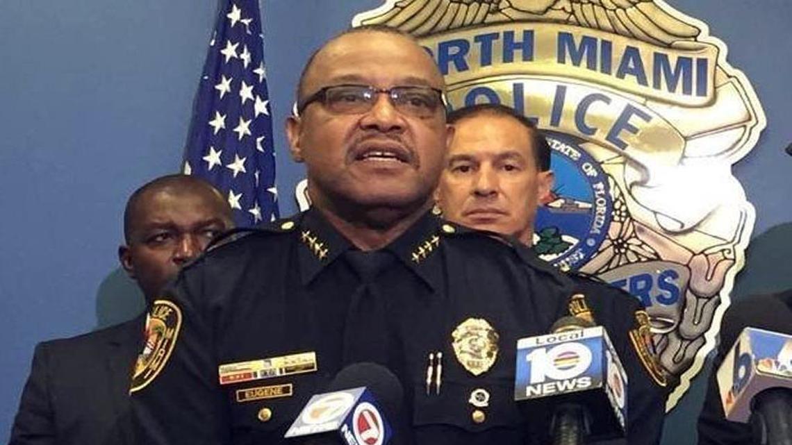 Former North Miami Police Chief Gary Eugene, center.