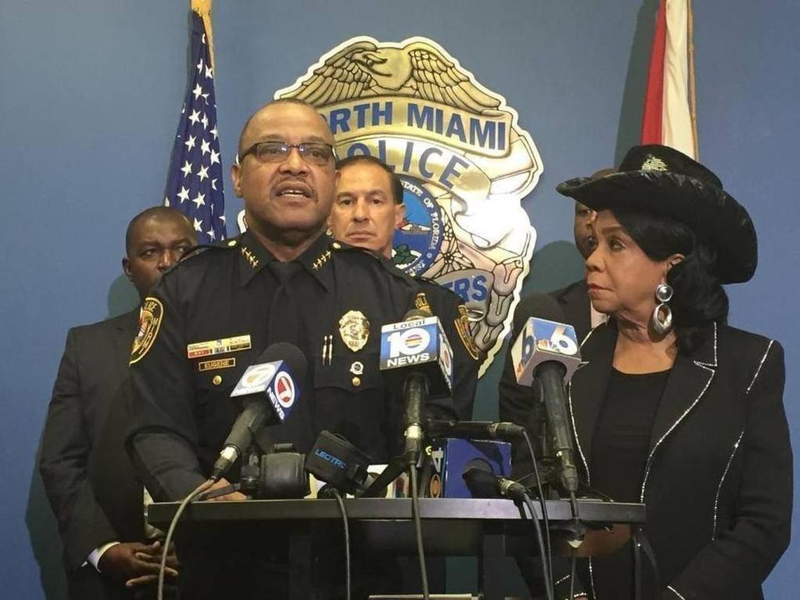 North Miami Police Chief Gary Eugene gives his remarks regarding the shooting of Charles Kinsey in North Miami during a news conference in 2016.