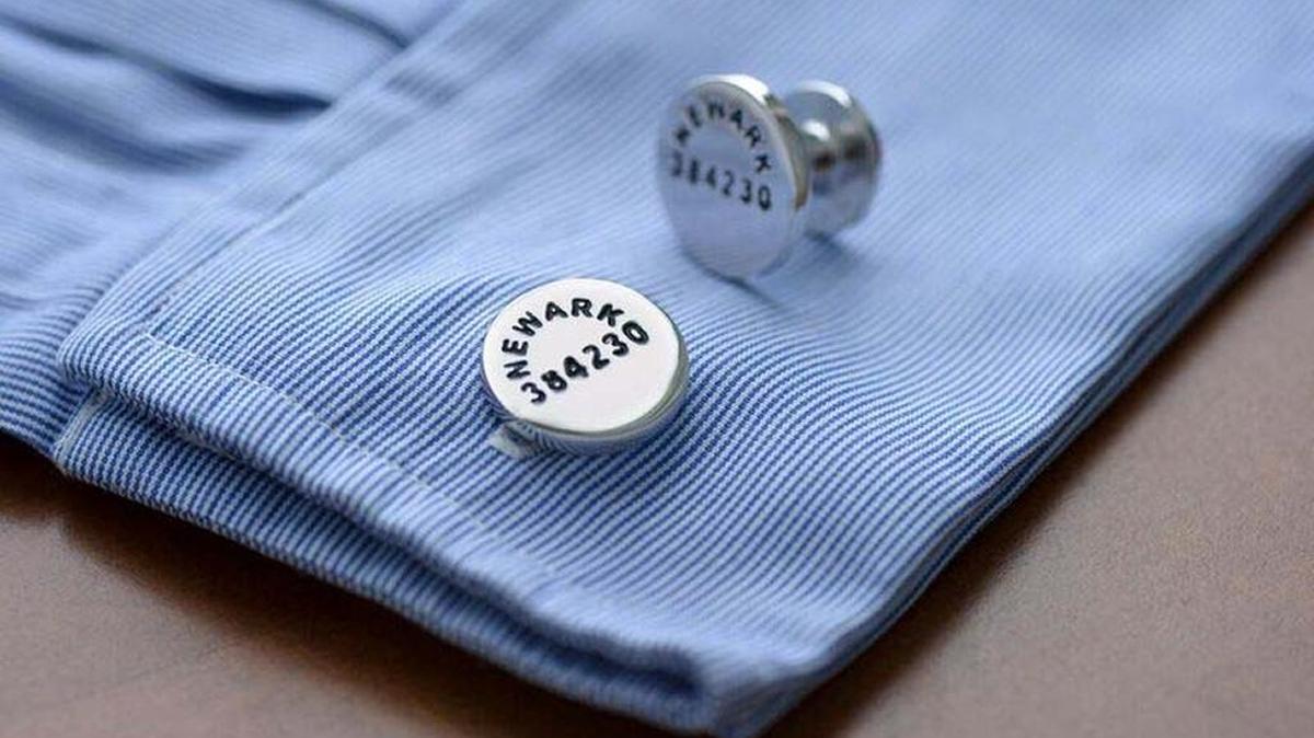 Steel cuff links, Newark, $270