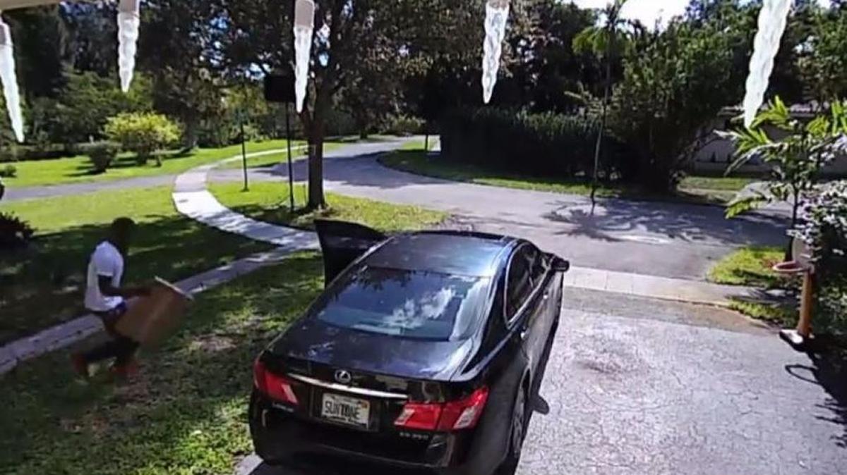 On Christmas Eve, someone stole a present off a porch, packed it into his Lexus and drove off. Police are looking for him.