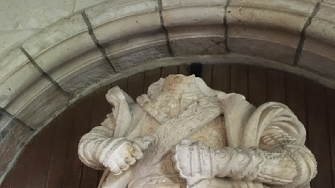 Police say Jorge Arizamendoza decapitated an 875-year old statue of King Alphonso VII at North Miami Beach’s Ancient Spanish Monastery.