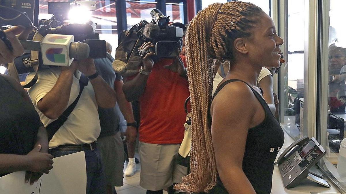 On Monday, July 25, 2016, Emmanuella Enamor, 18, requests a form at the North Miami police headquarters to file a complaint against the North Miami police officers involved in the July 18, 2016, shooting of Charles Kinsey, a behavioral therapist trying to coax his client, an autistic man, back into his group home.