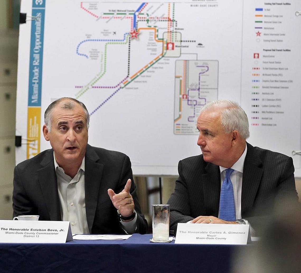 County Commission Chairman Esteban Bovo and Mayor Carlos Gimenez