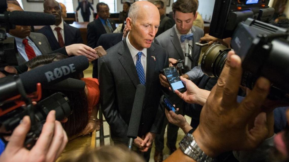 Florida Gov. Rick Scott, shown here at the end of the legislative session on March 11, signed a $88.7 billion budget, just days after receiving it, on Friday, March 16, 2018.