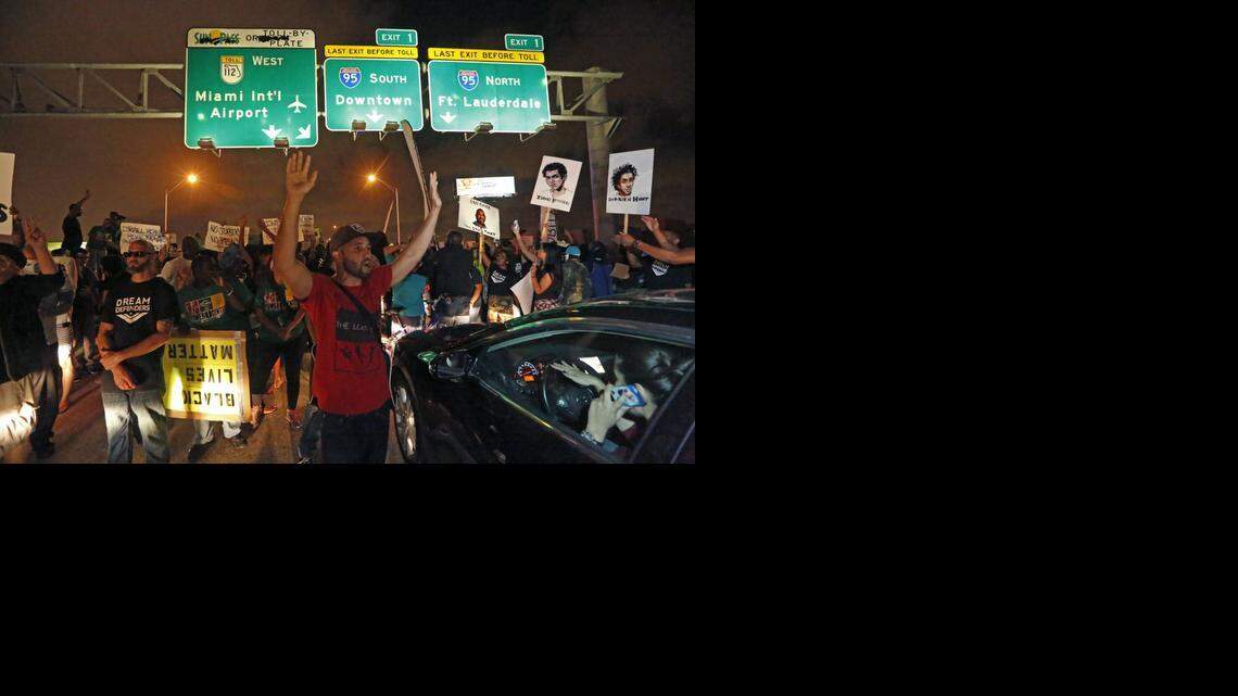 
Protestors shut down I-195 in Miami on Friday, Dec. 5, 2014 in a demonstration against police brutality.
