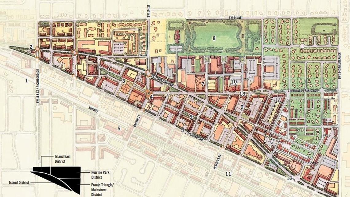A rough draft of what the redeveloped corridor would look like along U.S. 1 and Franjo Road in Palmetto Bay.