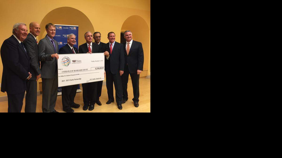 
 A big boost: Cadillac Championship golf tournament on Tuesday pledged $2.5 million over 10 years to benefit United Way of Miami-Dade.

