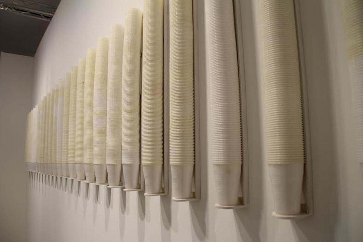 Plastic cups, ‘Heaven (Vielmetter Version)’ by Pope.L at Art Basel.