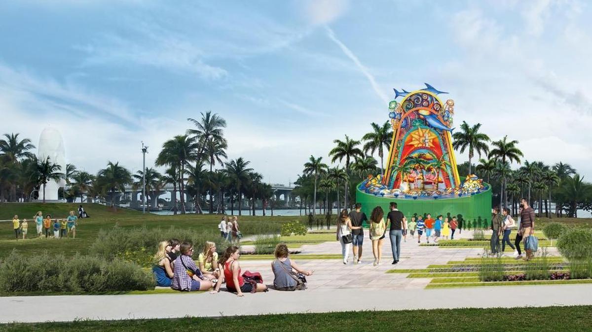 A rendering by Miami-Dade County of how the Marlins Park home-run sculpture, “Homer,” would look if moved to Miami’s Museum Park.