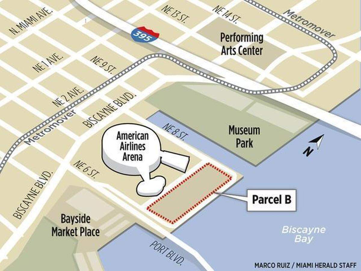 The Miami Heat uses county waterfront known as Parcel B for valet parking, and for trucks and other logistical needs for events at the AmericanAirlines Arena (which sits on Parcel A). Miami-Dade, which owns Parcel B, wants the Heat to pay more rent.