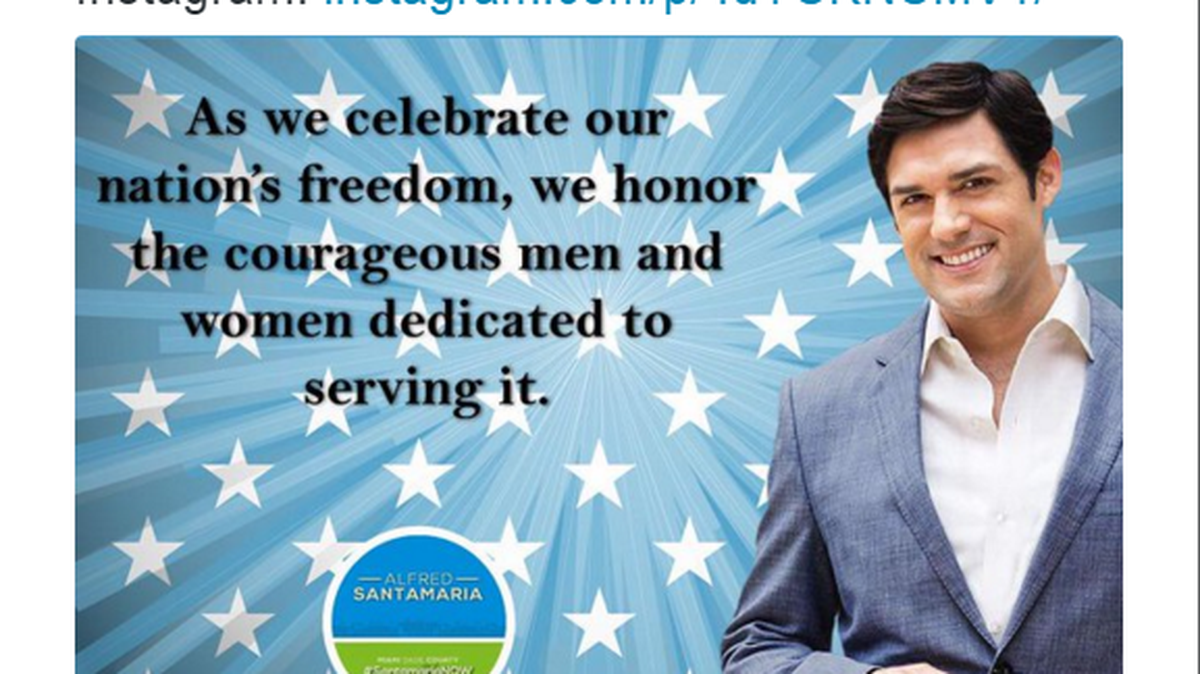 A Fourth of July message from Alfred Santamaría, a former congressional staffer now running for Miami-Dade mayor.