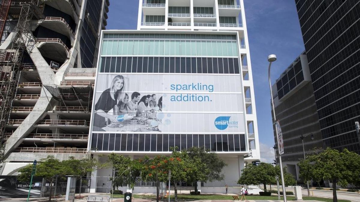 SmartWater billboard on Ten Museum Park on Biscayne Boulevard photographed on Saturday, June 17, 2017.