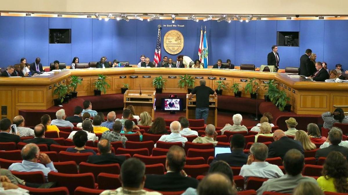 A file photo of the Miami-Dade County Commission, which has approves all major spending decisions, meeting in June 2015.