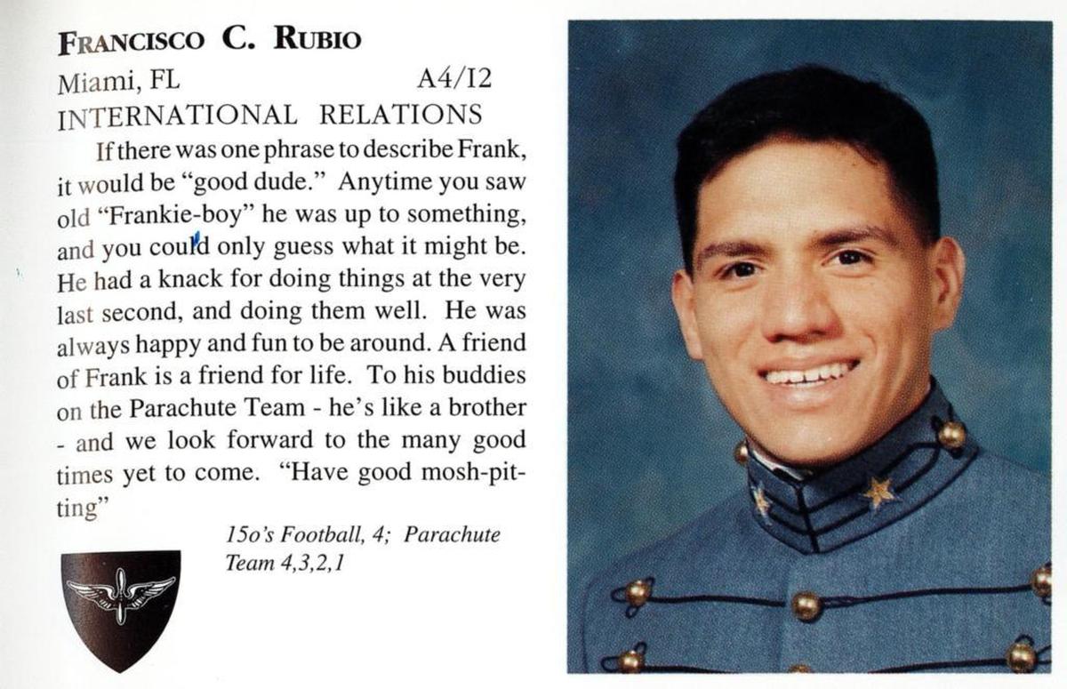 Francisco “Frank” Rubio’s entry in West Point Academy’s yearbook, the “Howitzer.” Rubio graduated from West Point in 1998 with a degree in international relations.
