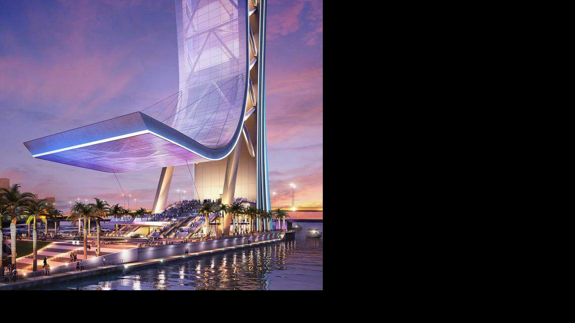 
Rendition of Pier Park underneath the SkyRise tower at Bayside Marketplace.
