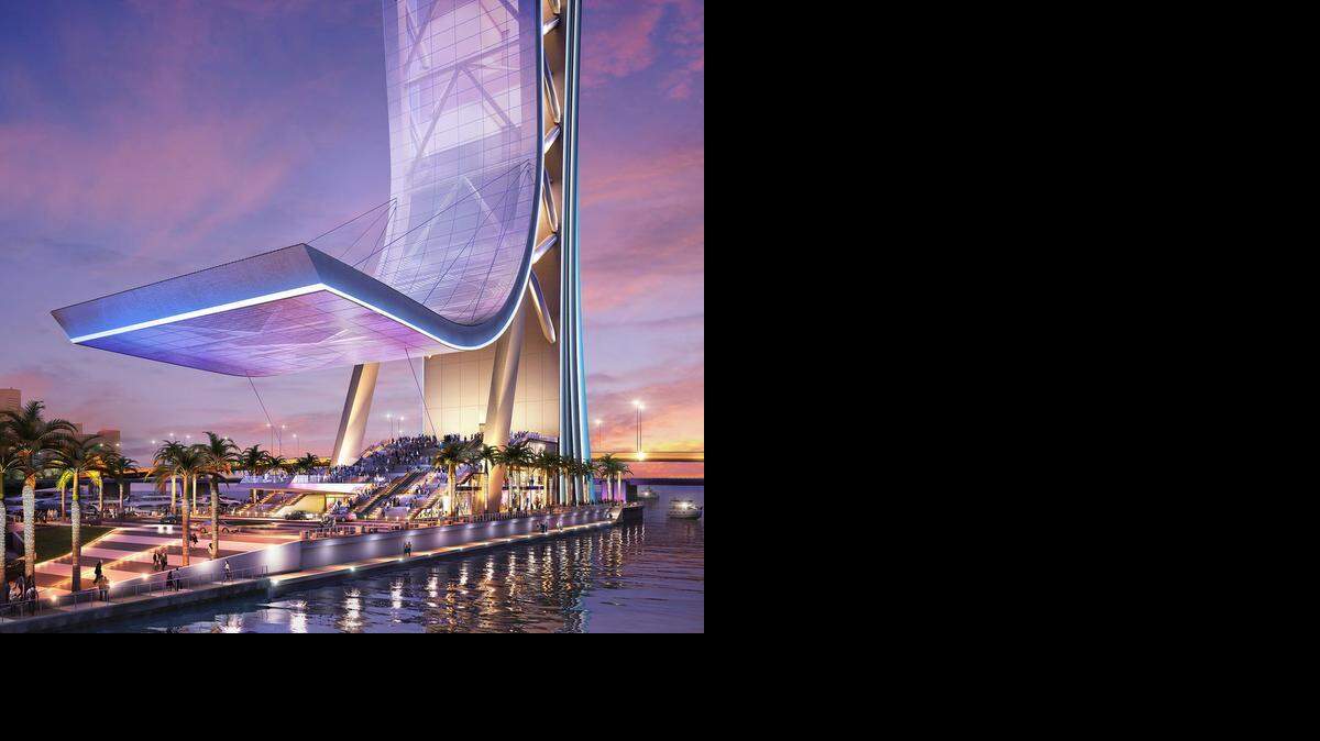 
Rendition of Pier Park underneath the SkyRise tower at Bayside Marketplace.

