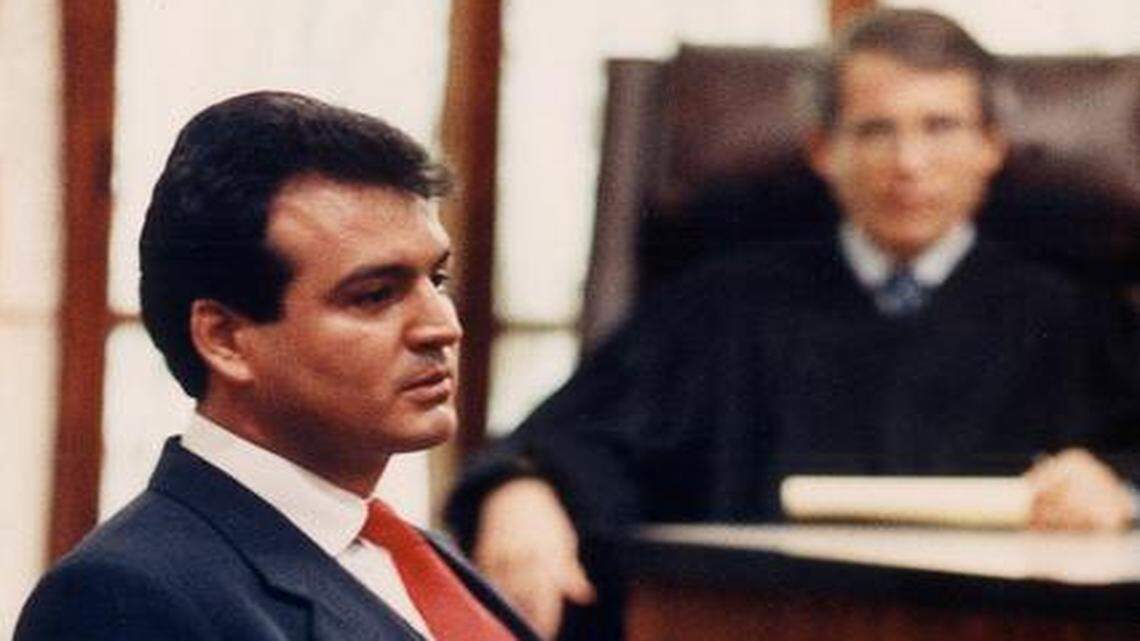 
Miami Police Officer William Lozano testifies at his 1989 manslaughter trial for shooting motorcyclist Clement Lloyd. Lloyd and his passenger Allan Blanchard were both killed. Lozano was the last officer in Florida convicted in a police shooting but the verdict was later overturned. 
