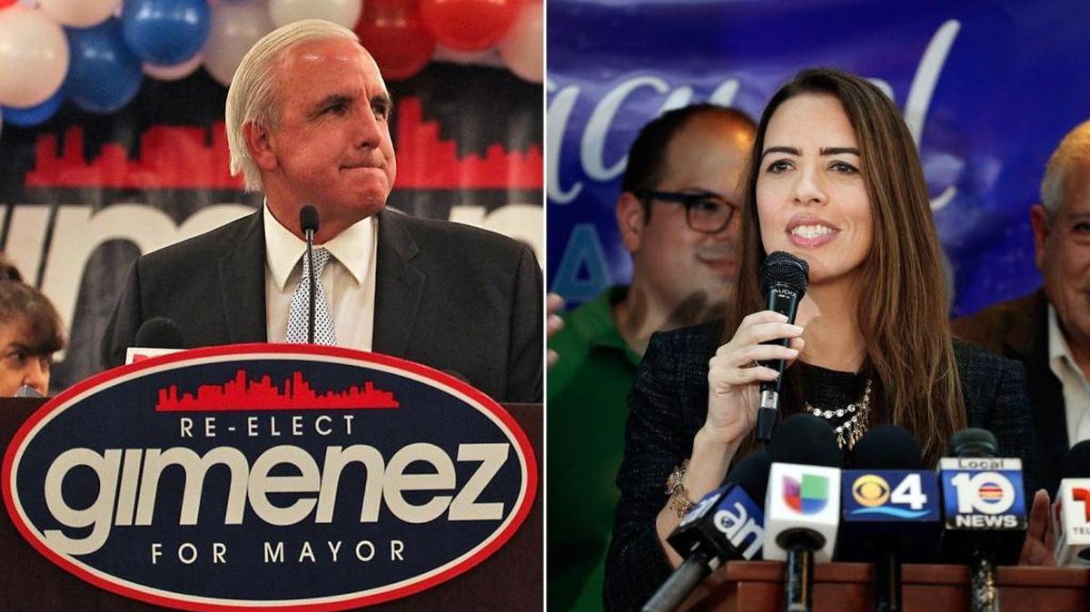 Miami-Dade Mayor Carlos Gimenez faces a November runoff with school-board member Raquel Regalado.