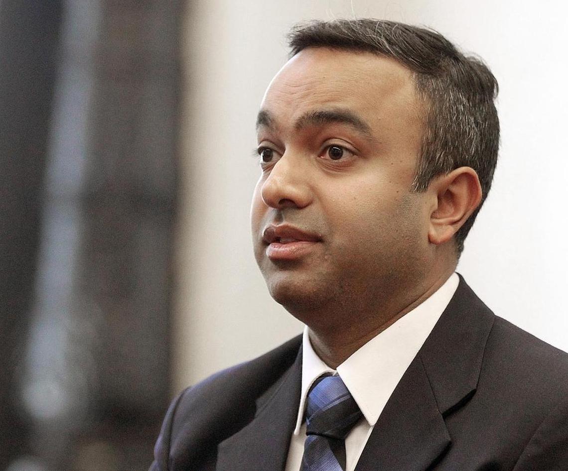 Ashwin Krishan, general counsel for the Miami Marlins under Derek Jeter, declined to sit at the defense table during Thursday’s hearing. The team insists the dispute does not involve the current ownership.